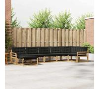 YunCangg Ensemble de canapé d'extérieur 7 pièces blanc noir avec cadre en bois d'acacia et coussins amovibles pour jardin, terrasse, ensemble moderne pour s'asseoir, se détendre et se réunir convivial
