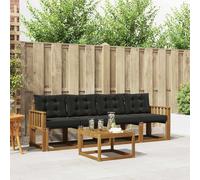 YunCangg Ensemble de canapé d'extérieur en bois d'acacia massif avec coussins, 5 pièces, naturel et noir, pour jardin, terrasse, balcon, pour se détendre et se réunir en compagnie
