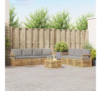YunCangg Ensemble de canapé modulaire en bois d'acacia massif résistant aux intempéries pour terrasse, balcon avec design à lattes, salon confortable pour se détendre et se réunir
