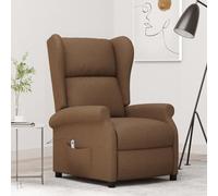 YunCangg Fauteuil à oreilles électrique avec fonction allongée, housse en tissu marron, réglable avec accoudoir et dossier, cadre en bois et métal, fauteuil de relaxation confortable pour salon, coin