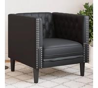 YunCangg Fauteuil Chesterfield Noir en Similicuir 71 cm de large avec agrafage à boutons, élégant fauteuil club pour salon, bureau et coin lecture, facile d'entretien et robuste