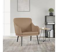 YunCangg Fauteuil marron cappuccino en cuir synthétique 63 x 76 x 80 cm avec structure en métal, siège et accoudoirs rembourrés, ergonomique pour salon, bureau, salon et coin lecture