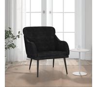 YunCangg Fauteuil noir 63 x 76 x 80 cm en velours avec structure en métal rembourré confortable pour salon, bureau, coin lecture avec accoudoirs et dossier ergonomique pour se détendre