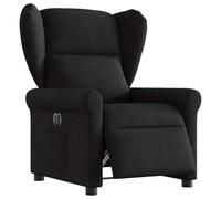 YunCangg Fauteuil relax électrique avec fonction allongée, housse en tissu noir, ergonomique, réglable, avec accoudoir et dossier, cadre en bois et métal robuste, idéal pour salon, coin lecture