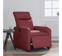 YunCangg Fauteuil relax électrique rouge vin avec housse en cuir synthétique, fonction de couchage réglable et accoudoir, cadre stable en bois et métal, fauteuil TV ergonomique pour salon et coin