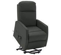 YunCangg Fauteuil relevant en cuir synthétique anthracite avec fonction de couchage manuelle et aide à se lever électrique, réglable de manière ergonomique avec accoudoir large, cadre en bois et métal