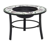 YunCangg Foyer mosaïque en céramique vert 68 cm en acier avec structure à trépied, surface de rangement pour terrasse et jardin, source de chaleur décorative pour des soirées confortables et une