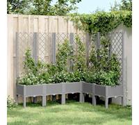YunCangg Jardinière avec treillis gris clair 160 x 120 x 142 cm en polypropylène avec drainage et irrigation, idéal pour jardin, terrasse, balcon, parterre surélevée et culture d'herbes aromatiques