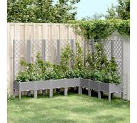 YunCangg Jardinière avec treillis gris clair en polypropylène - 200 x 160 x 142 cm - Grand pot de fleurs avec drainage pour jardin, terrasse, balcon, jardinière surélevée pour plantes grimpantes et