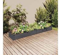 YunCangg Jardinière surélevée avec insert gris 240 x 45 x 25 cm en bois de sapin massif avec insert non tissé pour jardin, balcon, terrasse, légumes, herbes et fleurs, fond ouvert pour un drainage et