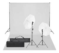 YunCangg Kit de studio photo avec lumière continue LED, 2 trépieds, 2 abat-jours blancs, lampes lumière du jour 5500 K, système de fond en aluminium 500 x 300 cm, sacs de transport, idéal pour