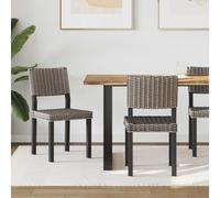 YunCangg Kubu Lot de 2 chaises de salle à manger en rotin noir lavé avec structure en bois, dossier ergonomique, hauteur d'assise 45 cm, design moderne pour cuisine, salon, salle à manger, empilables
