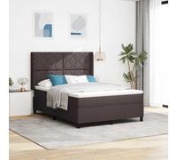 YunCangg Lit à sommier tapissier avec housse en tissu marron foncé 200 x 160 cm King Size avec tête de lit réglable et matelas à fermeté moyenne, cadre en bois robuste pour le confort de la chambre et