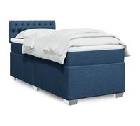 YunCangg Lit à sommier tapissier avec matelas bleu, 90 x 200 cm, en tissu, cadre de lit avec tête de lit, ressorts ensachés, surmatelas respirant, pieds stables, ensemble de couchage confortable pour