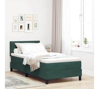 YunCangg Lit à sommier tapissier avec matelas, vert foncé, 90 x 190 cm, en velours, cadre en bois et tête de lit réglable en hauteur, ensemble simple pour un sommeil confortable et une chambre moderne