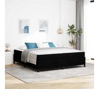 YunCangg Lit à sommier tapissier, noir, 180 x 200 cm, en tissu avec matelas mi-ferme, cadre en bois, sommier à lattes en métal, lit double pour chambre à coucher, système de sommeil confortable