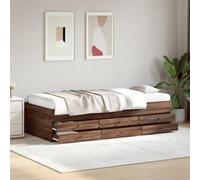 YunCangg Lit de jour, avec tiroirs, 90 x 200 cm, cadre en bois, 6 tiroirs de rangement, sommier à lattes inclus, canapé-lit peu encombrant pour salon et chambre à coucher, sans matelas