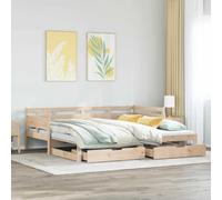 YunCangg Lit de jour extensible 90 x 190 cm avec tiroirs en bois de pin massif, cadre de lit stable sans matelas, espace de rangement pratique, canapé-lit polyvalent pour invités et salon