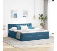 YunCangg Lit de rangement, avec matelas, bleu foncé, 90 x 200 cm, cadre en métal, tête de lit, espace de rangement, lit plate-forme, ensemble durable pour le confort et l'ordre de la chambre à coucher