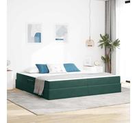 YunCangg Lit de rangement, avec matelas en velours, 200 x 200 cm, vert foncé, cadre en métal, espace de rangement, lit de boxe, avec élévateur latéral hydraulique, lit plate-forme moderne, pour