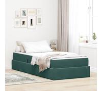 YunCangg Lit de rangement, avec matelas, en velours, vert foncé, 90 x 190 cm, cadre en métal, espace de rangement, lit de boxe, avec plateforme à ressorts et élévateur hydraulique pour chambre à