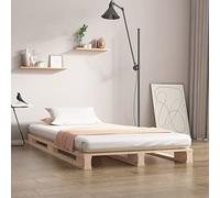 YunCangg Lit en palettes 75 x 190 cm - Cadre de lit en pin massif avec sommier à lattes - Cadre solide - Convient pour matelas petit simple de 2FT6 - Lit moderne pour chambre à coucher sans matelas