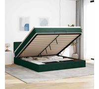YunCangg Lit ottoman avec matelas et tête de lit, vert foncé, 180 x 200 cm, tissu velours, structure en métal avec espace de rangement, ressorts ensachés, lit plateforme pour un sommeil confortable et