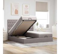 YunCangg Lit ottoman avec matelas taupe, 180 x 200 cm, en tissu avec cadre en métal, tête de lit, espace de rangement, matelas à ressorts ensachés et surmatelas, ensemble double pour un sommeil