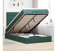 YunCangg Lit ottoman avec matelas, vert foncé, 120 x 190 cm, en velours, avec espace de rangement, cadre en métal, ressorts ensachés, matelas et surmatelas pour un sommeil confortable