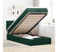 YunCangg Lit ottoman avec matelas, vert foncé, 90 x 190 cm, en velours, avec espace de rangement, cadre en métal, tête de lit et matelas à ressorts ensachés pour un sommeil confortable