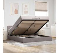 YunCangg Lit ottoman avec tête de lit et matelas, 200 x 200 cm, en tissu taupe, cadre en métal avec espace de rangement, matelas à ressorts ensachés, lit plate-forme avec mécanisme de levage