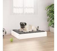 YunCangg Lit pour chien blanc en pin massif - 61,5 x 49 x 9 cm - Lit robuste avec cadre stable - Espace de couchage idéal - Tapis antidérapant - Housse lavable pour salon et voiture