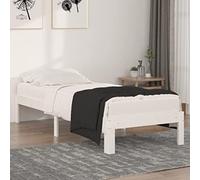 YunCangg Lit simple en bois de pin massif, blanc, 75 x 190 cm, avec sommier à lattes, cadre de lit stable, pour chambre à coucher, solution peu encombrante pour les petits espaces et les chambres