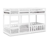 YunCangg Lit superposé en pin massif blanc 90 x 200 cm avec sommier à lattes, protection anti-chute et échelle, lit mezzanine peu encombrant pour les familles d'enfants et les invités de nuit