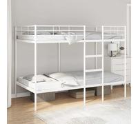 YunCangg Lit superposé sans matelas en acier blanc 100 x 200 cm avec protection anti-chute, cadre de lit stable, peu encombrant pour enfants et familles, avec échelle et sommier à lattes respirant