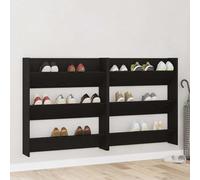 YunCangg Lot de 2 armoires à chaussures, aspect chêne noir, 86 x 18 x 90 cm, montage mural, peu encombrant, pour couloir, entrée, avec étagère pour baskets, bottes, pantoufles