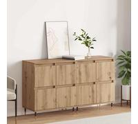 YunCangg Lot de 2 armoires de rangement, en chêne artisanal, 60 x 35 x 70 cm, avec 4 portes, buffets et cabinets de rangement de cuisine, buffet de cuisine moderne, pour salon et salle à manger