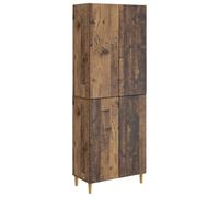 YunCangg Lot de 2 armoires en bois vieilli, 66 x 34,5 x 90 cm, support mural avec beaucoup d'espace de rangement, peu encombrant et modulable pour salon, salle à manger, chambre à coucher, jardin