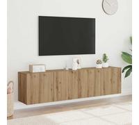 YunCangg Lot de 2 armoires murales flottantes en chêne artisanal, 80 x 30 x 41 cm, pour salon et chambre à coucher, avec espace de rangement