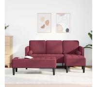 YunCangg Lot de 2 canapés modulaires en polyester avec coussins, fauteuil sectionnel en forme de L pour 5 personnes, cadre en bois bordeaux