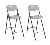 YunCangg Lot de 2 chaises de bar pliantes blanches avec HDPE et acier, chaises de balcon résistantes aux intempéries pour jardin et terrasse, empilables, légères, robustes, avec dossier et accoudoirs