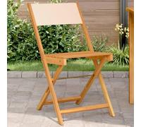 YunCangg Lot de 2 chaises de bistrot, beige, en bois d'acacia massif, pliables, empilables, pour jardin, balcon, terrasse, extérieur, résistantes aux intempéries, avec dossier et rembourrage, pour la