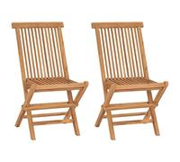 YunCangg Lot de 2 chaises de jardin pliantes en teck massif, résistantes aux intempéries et empilables, avec dossier haut et accoudoirs, idéales comme chaise de balcon