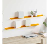 YunCangg Lot de 2 étagères flottantes en acier jaune moutarde 100 x 9 x 2,5 cm - Fixation murale - Peu encombrantes - Pour salon, chambre à coucher, bureau - Design moderne