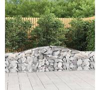 YunCangg Lot de 2 gabions avec arc haut en fer galvanisé - 400 x 30 x 60/80 cm - Paniers stables comme barrière de jardin et brise-vue pour terrasse, balcon, décoration extérieure avec crochets