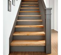 YunCangg Lot de 2 marches d'escalier marron clair 70 x 30 x 2 cm en bois massif de chêne avec protection antidérapante pour escaliers en bois, escaliers intérieurs et escaliers en spirale, lavables et