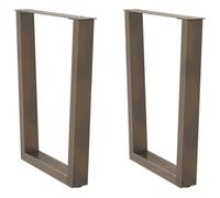 YunCangg Lot de 2 pieds de table à manger en forme de V en acier naturel revêtu par pulvérisation - 60 x 72-73,3 cm - Réglable en hauteur avec protection de sol - Cadre de table stable pour table à