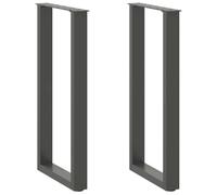 YunCangg Lot de 2 pieds de table console en forme de U en acier revêtu par pulvérisation, anthracite, 38 x 72-73 cm, pieds de nivellement réglables, cadre de table stable pour salon et bureau, montage