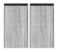 YunCangg Lot de 2 rideaux à fils - 100 x 250 cm - Noir - En polyester - Avec passe-tringle - Facile à découper - Peut être utilisé comme séparateur de pièce, brise-vue et rideau de fenêtre