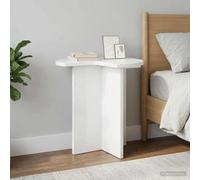 YunCangg Lot de 2 tables d'appoint blanches brillantes Ø 39 x 38 cm en bois compact robuste pour salon, chambre à coucher, bureau, canapé, lit, étagère et rangement